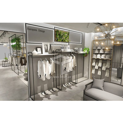 16mm MDF Clothing Shop Display Furniture Black Golden With 10mm Tempered Glass