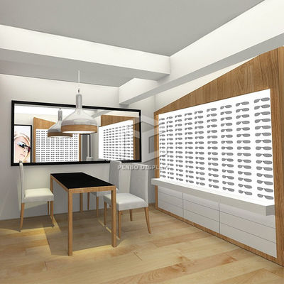 8mm MDF Optical Shop Display Cabinets Store Furniture Veneered