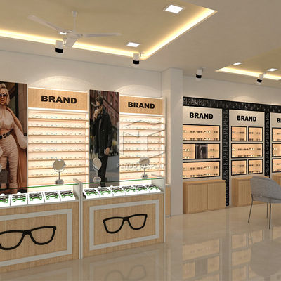 Melamine Board Optical Shop Display Cabinets Eyeglasses Display Case