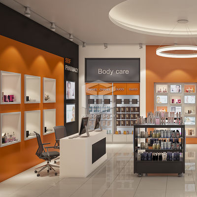EPE Foam Packaging Skincare Display Shelves For Retail Store 10mm Tempered Glass