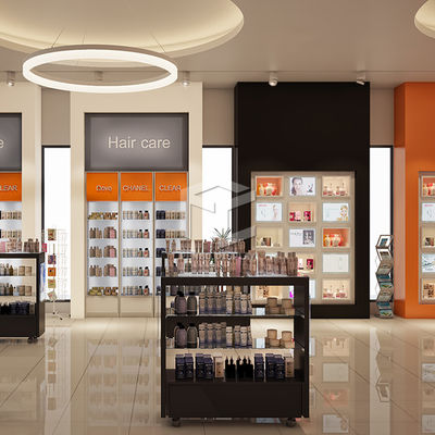 EPE Foam Packaging Skincare Display Shelves For Retail Store 10mm Tempered Glass
