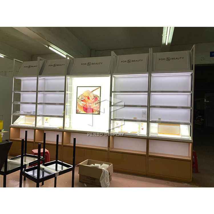 15mm Thick MDF Skin Care Display For Cosmetic Store OEM With TV Player